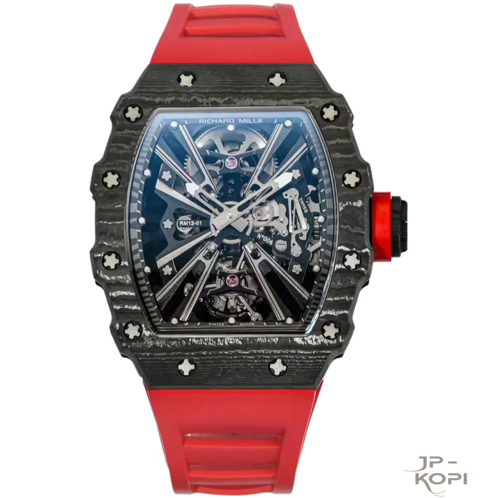 リシャール・ミル RM12-01 トゥールビヨン|ブラックカーボンケース × レッドバンド【RM工場製】