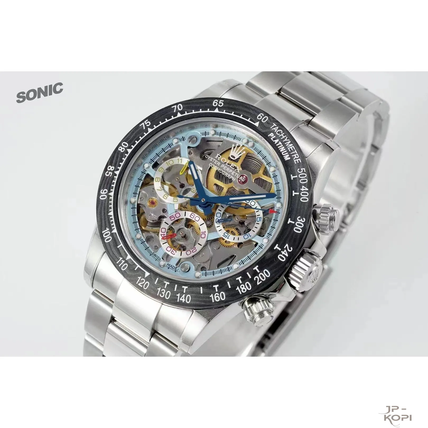 ロレックス × Artisans de Genève スケルトン|ホワイト×ブルーダイアル × ステンレスバンド【Sonic工場製】 - 画像 (2)