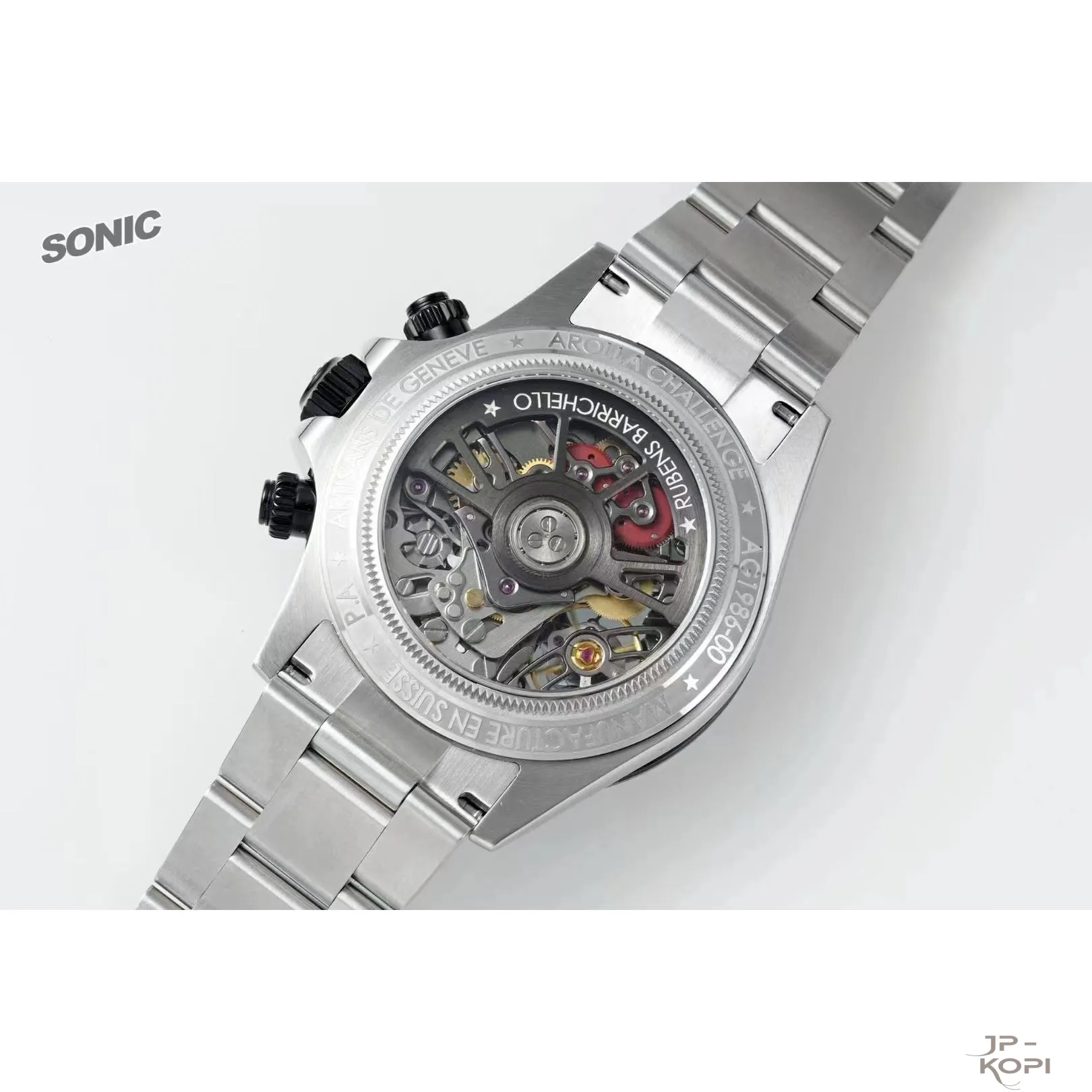 ロレックス × Artisans de Genève スケルトン|ホワイト×ブルーダイアル × ステンレスバンド【Sonic工場製】 - 画像 (9)