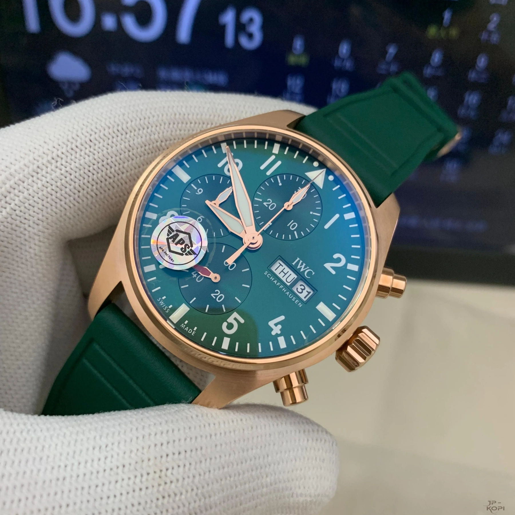 IWC パイロットウォッチ IW388110|グリーンダイアル × ローズゴールドケース × ラバーベルト【APS工場製】 - 画像 (4)