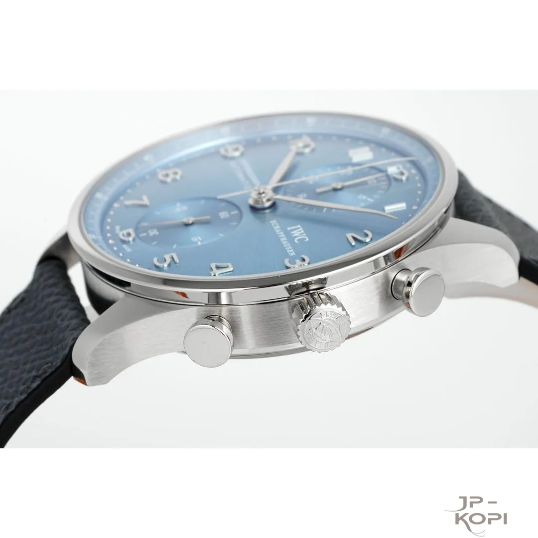 IWC ポルトギーゼ IW501708|ホライゾンブルー文字盤 シルバーインデックス×ライトブルーレザー 42.4mm【ZF工場製】 - 画像 (8)