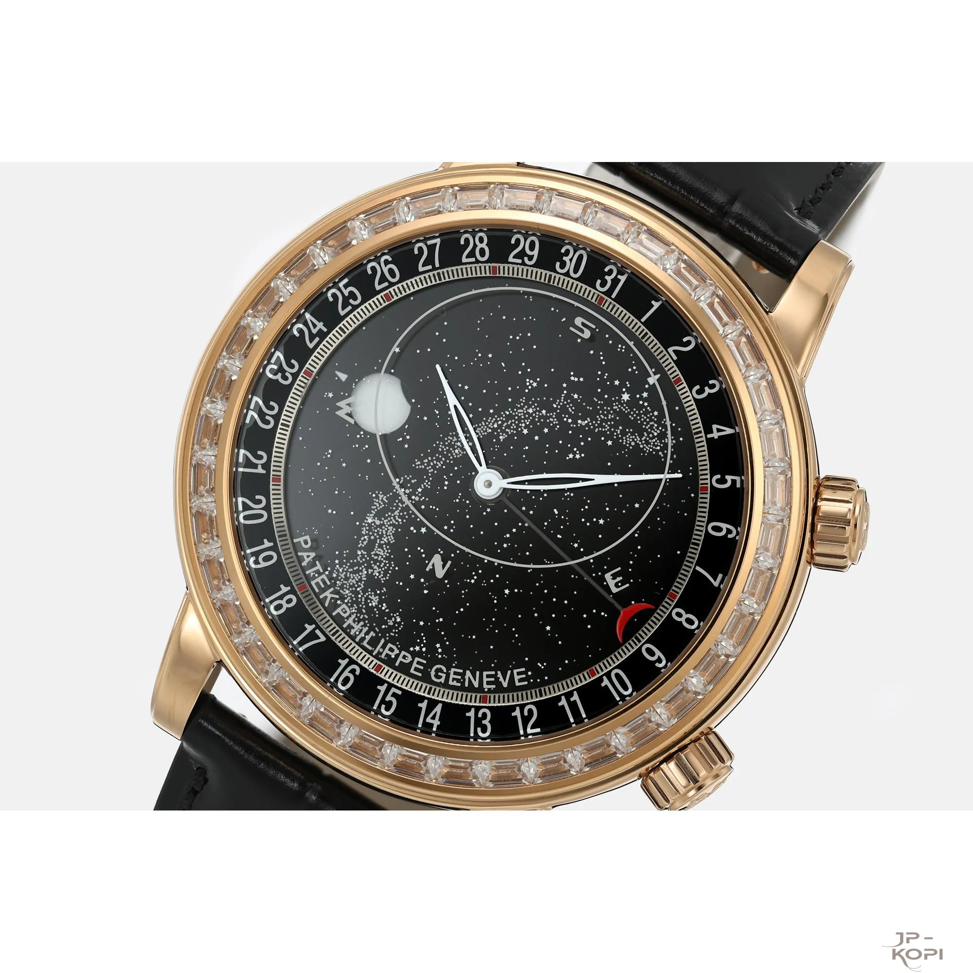 パテック・フィリップ セレスティアル 6104R-001|ブラックサファイヤクリスタルディスク × 38石の長形宝石【PPF工場製】 - 画像 (3)